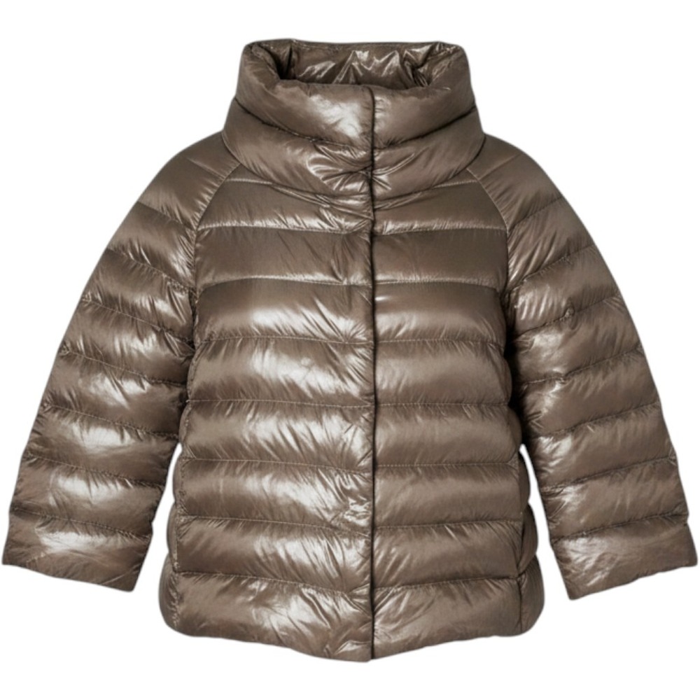 Herno Iconico Sofia Down Jacket Taupe Bronze Puffer Size 36